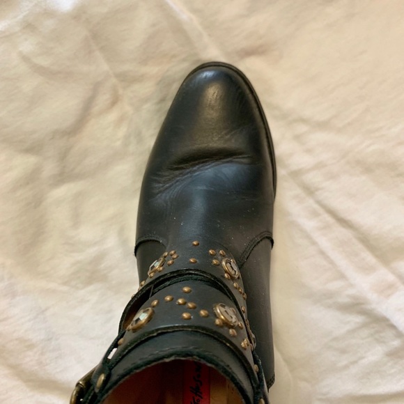 🎈SOLD!🎈 Betsey Johnson Leather Rhinestone Boots - Picture 3 of 8